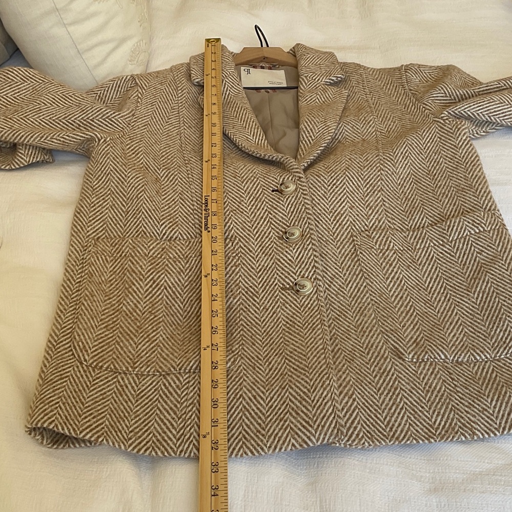 Pilcro from Anthropologie Brushed Herringbone Blazer Size Medium Cream and Beige - Picture 16 of 16